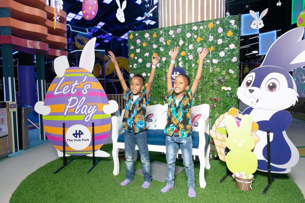 Children enjoying interactive fun at The Hub Park, a family entertainment center in Nairobi's Karen suburb.